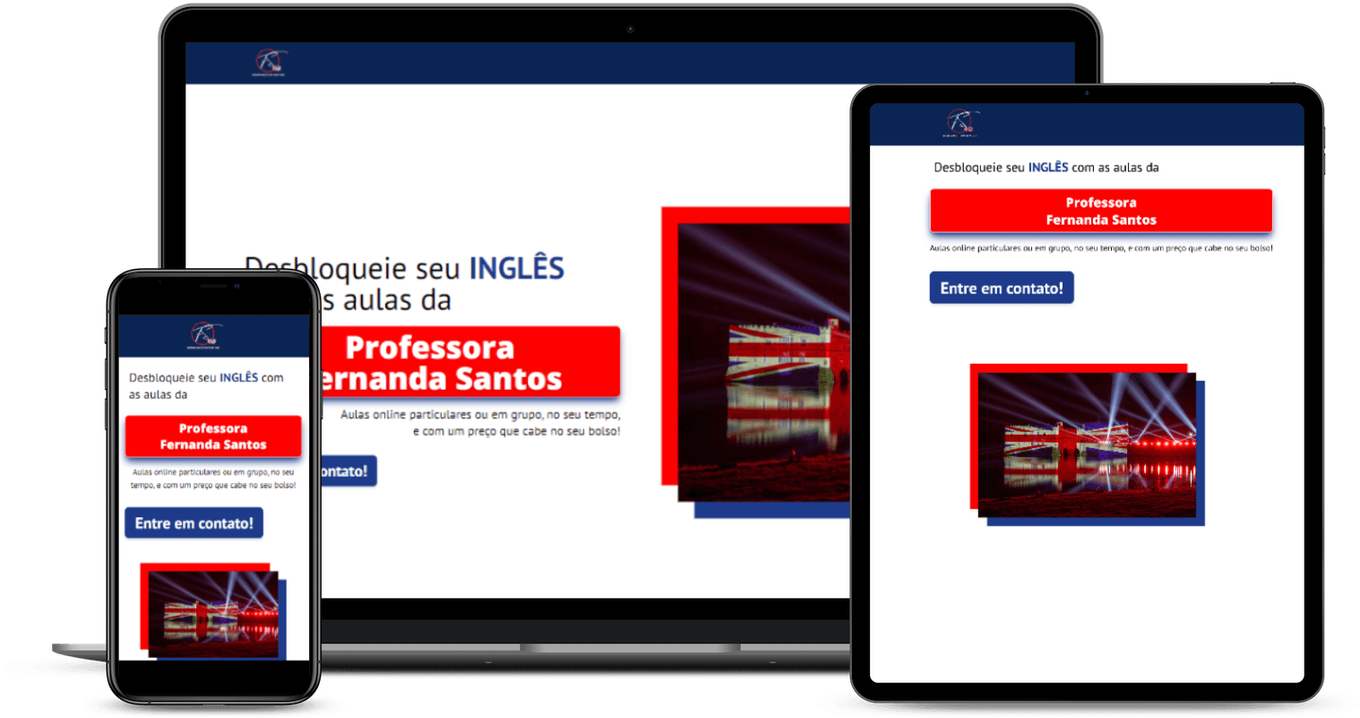 image of Fernanda Santos - Professora de Inglês on multiple screens of different sizes